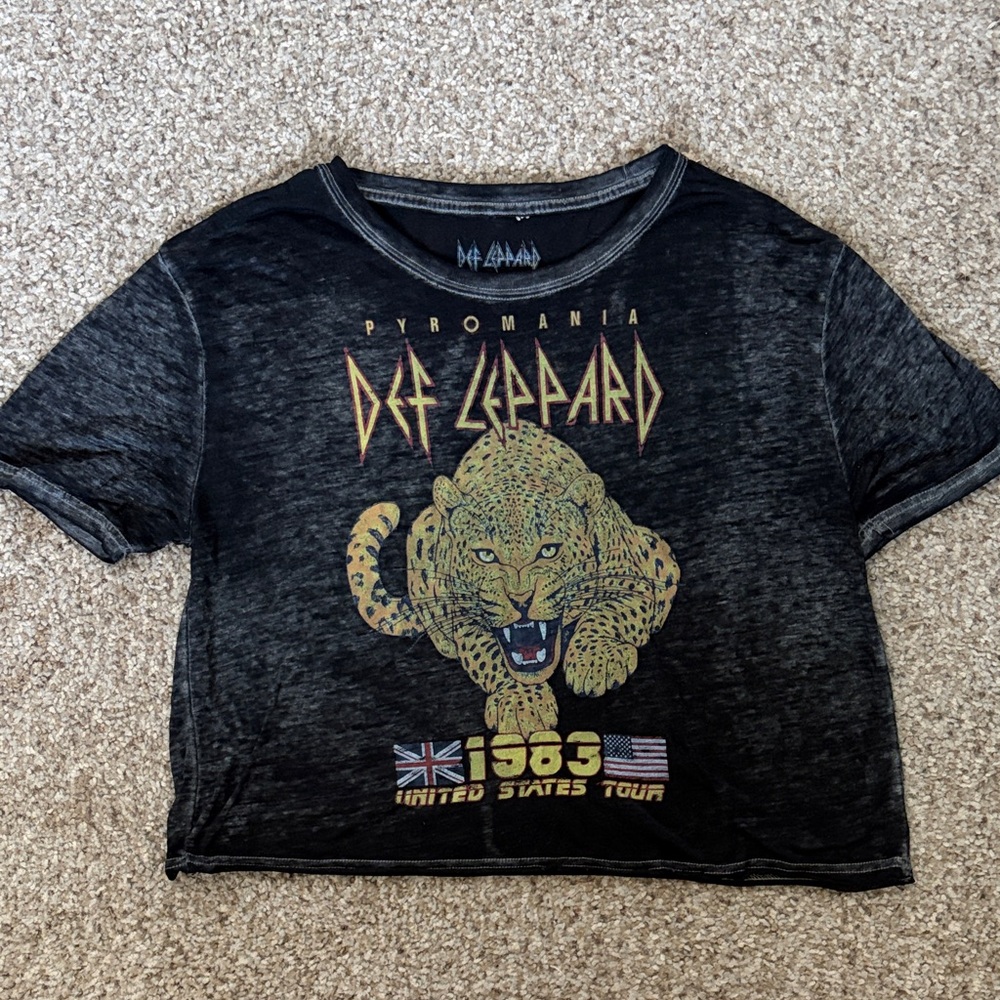 Def Leppard burnout cropped T shirt